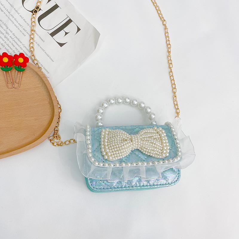 Charming Mini Pearl Chain Handbag For Girls In Various Colors Cute Lace Design