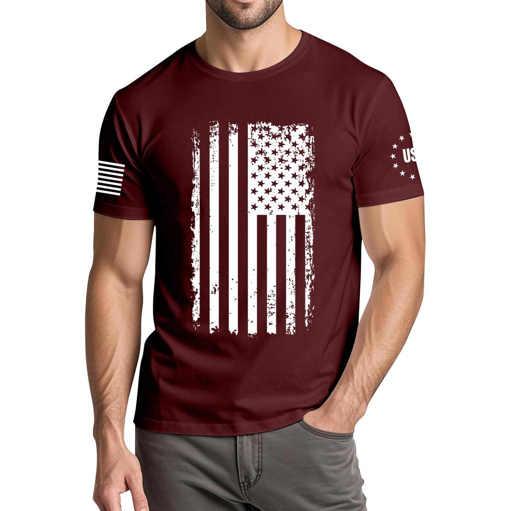 Мужская модная повседневная футболка с круглым вырезом и коротким рукавом с принтом «День независимости»