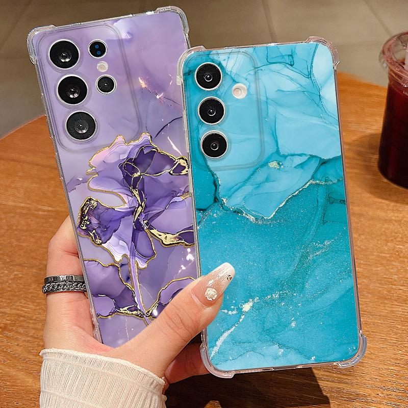 Прозрачный чехол для телефона с цветным мраморным узором для Samsung Galaxy A57 A37 A17 A56 A36 A55 A35 A26 A16 A25 A15 A54 Мягкая силиконовая крышка