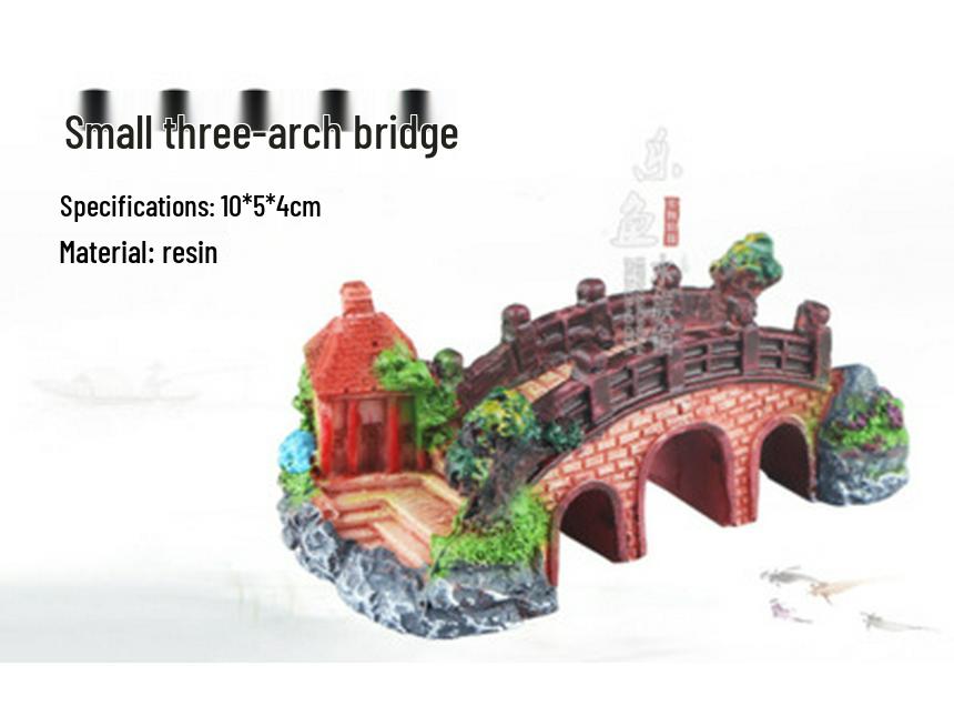 Artificial Rockery and Bridge Decoration Set for Fish Tank
