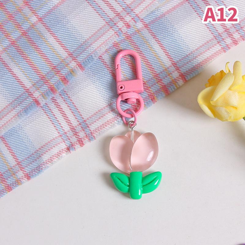 Корейский стиль конфетный цвет тюльпан цветок кулон брелок сумка украшения наушники чехол украшения автомобиль ключи аксессуары
