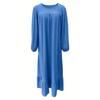 Spring and Autumn Women's Fashion Long Sleeve Vintage Solid Colour Ruffle Hem Long Dresses