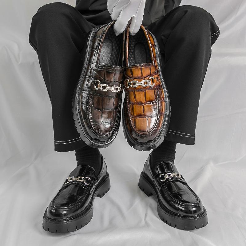 Men's Shoes Large Size British Style Business Leather Shoes Men's Versatile Leather Shoes Men's Foot Platform Loafers
