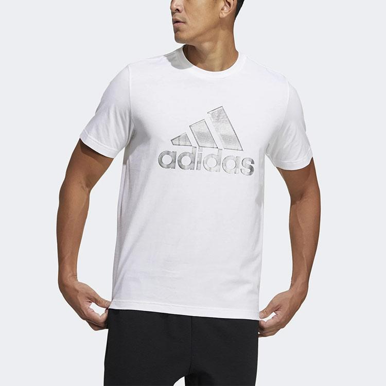 adidas Спортивная футболка с круглым вырезом и логотипом. Мужские топы, белые GP0973