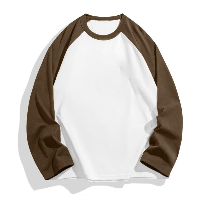 Футболка с длинным рукавом из хлопка 200 г, цветные блоки, женская летняя, свободная, гладкая, силуэт, универсальный, круглый вырез, повседневная, простая