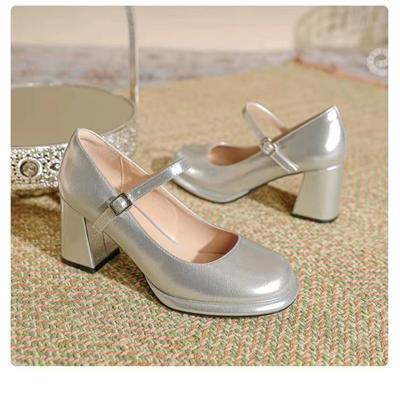 Модная женская обувь с нескользящей подошвой весна-осень 2024 г. Новая однотонная обувь с круглым носком и квадратным каблуком для женщин Zapatillas De Mujer