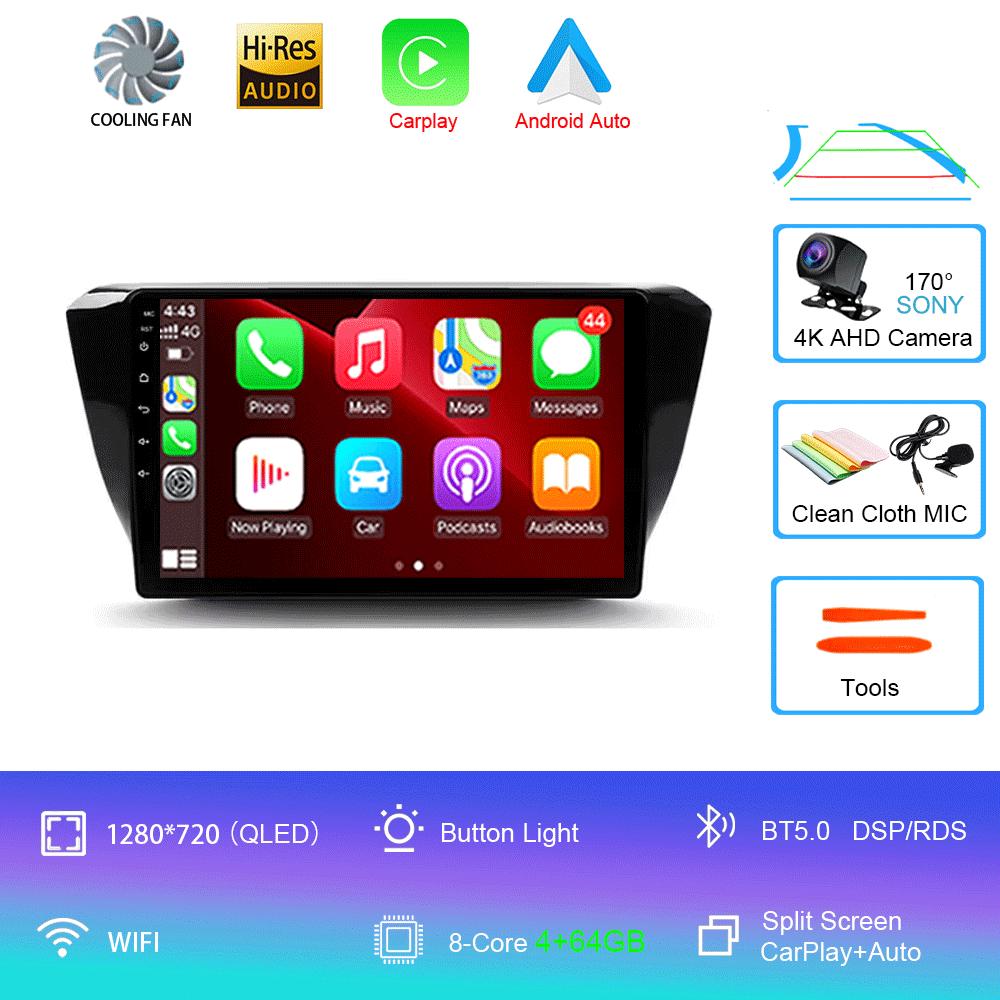 Автомагнитола Android 14 Carplay Auto Для Skoda Superb 3 2015 - 2019 WIFI+4G GPS Мультимедиа 2 DIN Стерео Головное устройство BT Плеер Видео