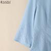 ZANZEA Women Casual Round Neck 3/4 Sleeve Loose Lace Splice Blouse