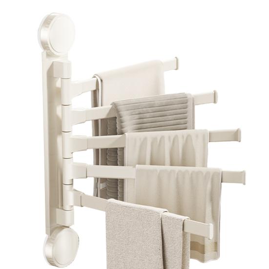 Towel Rack with Extended Pole 180-Degree Rotation Suction Cup Design Quick Installation Multi-Purpose Holder Wall Mounted Towel Hanger