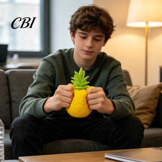 Tactile Fidget Tools Fake Pineapple Stress Relief Toy, Realistic Squeeze Toy Slow Rebound Fruit Sensory for Anxiety Reduction Soft Balls