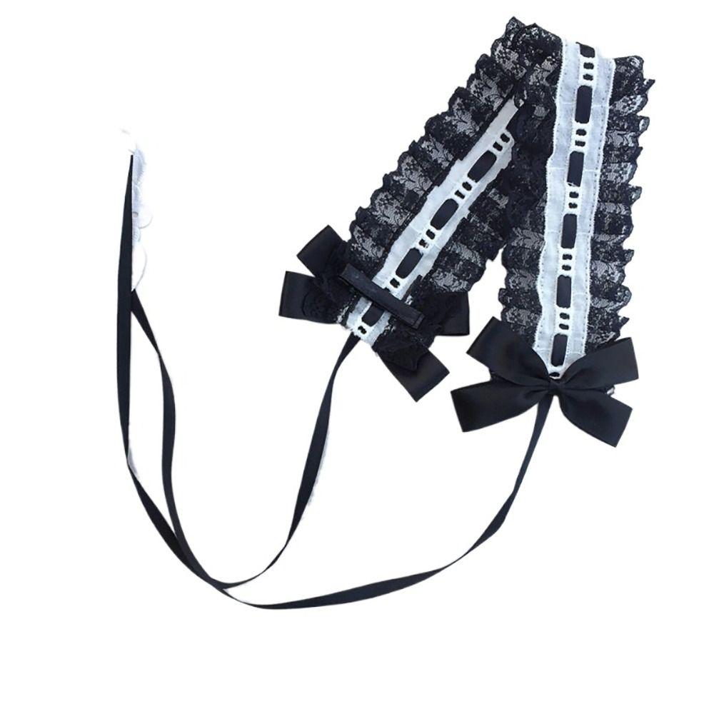 Многоцветная повязка на голову в стиле Лолиты с зажимами, милая кружевная повязка для волос, подарочный головной убор с бантом и лентой, женский головной убор