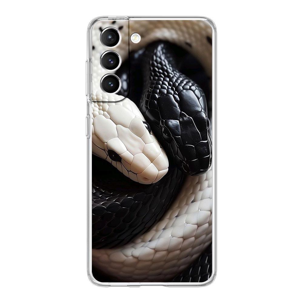 Phone Case For Samsung Galaxy S25 Edge S24 S23 FE S22 Ultra S20 S21 5G S10 Plus S10E Soft Clear Cover Blossom Pink Snake