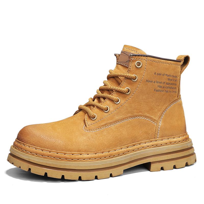 Модные мужские мотоботы из замшевой кожи, уличные высокие кеды в повседневном стиле, мужские ботильоны в британском стиле на платформе со шнуровкой, мотоциклетные боты