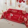 "Festive New Year Red Non-Slip Sofa Cushion Cover - Four Seasons Universal"