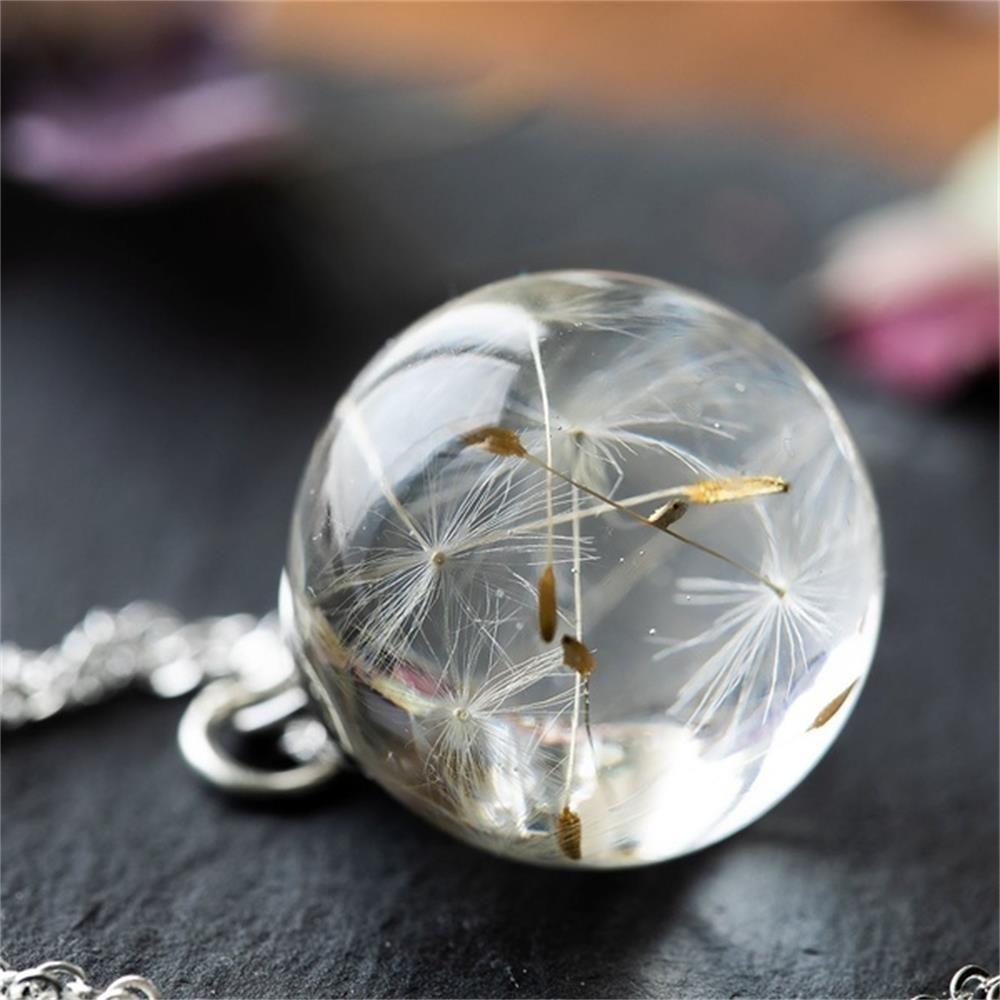 Charm New Chain Handmade Clear Crystal Ball Pendant Dandelion Wishing Necklace Dandelion