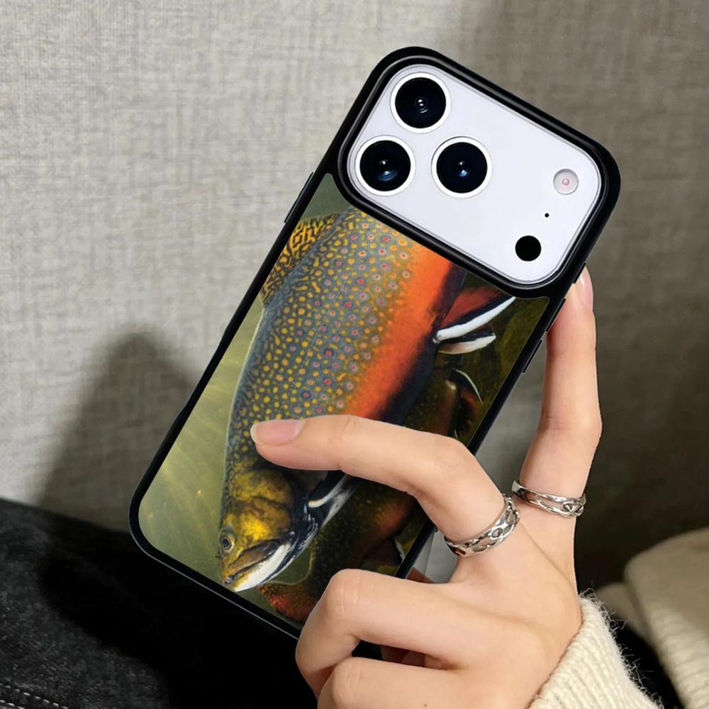 Чехол Case для iPhone 17 Air 16 Pro Max 15 Plus 11 13 Mini 14 12 Задняя крышка телефона Рыбалка на форель Рыба мягкий