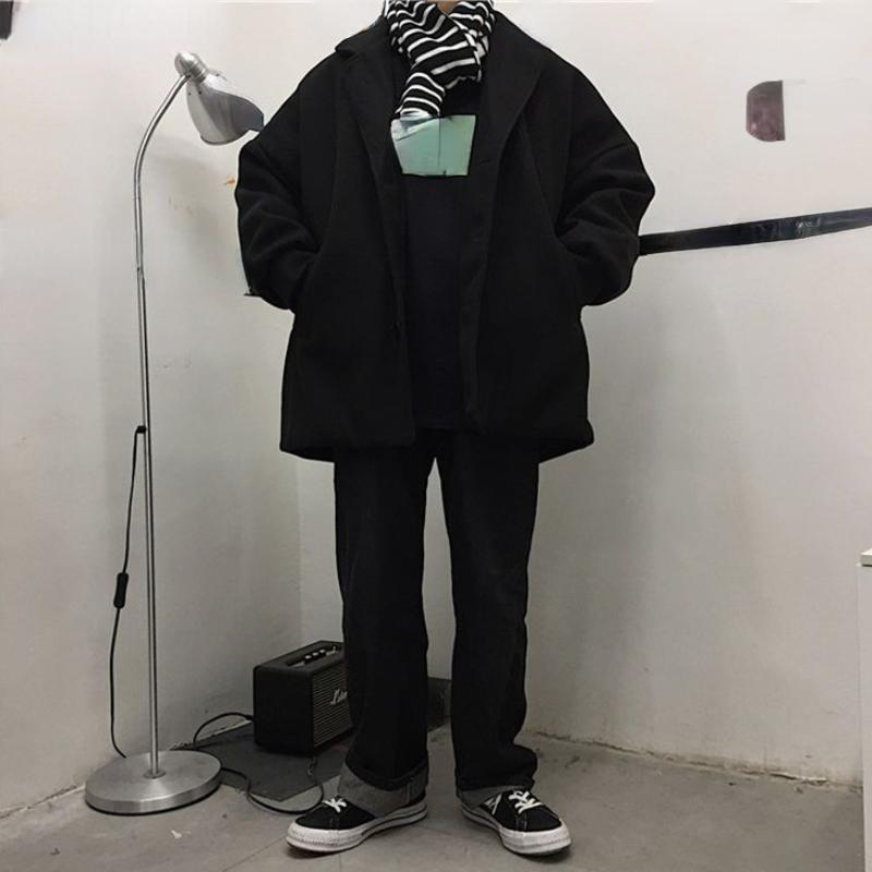 Женское шерстяное пальто Корейская версия Harajuku Ретро Свободное парное утолщенное стеганое шерстяное пальто