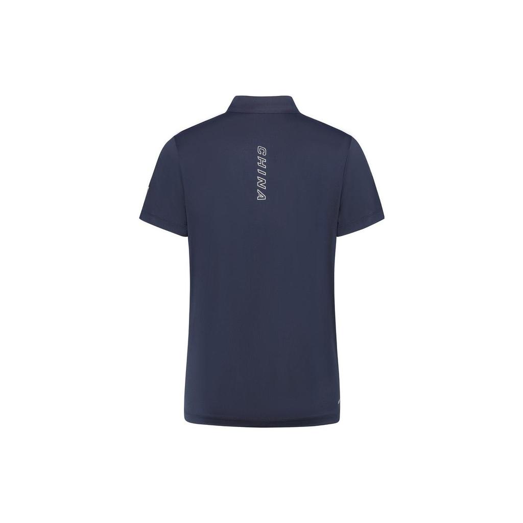 Li-Ning Мужская рубашка поло с коротким рукавом и принтом в виде национального флага и букв синего цвета APLS231-1