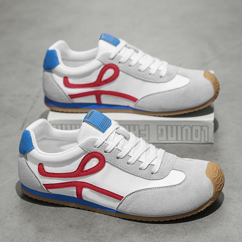 Men's Shoes Can Be Worn In All Seasons, New Trendy Round Head Versatile Breathable Lace-up Thick-soled German Training Casual Color Matching Comf