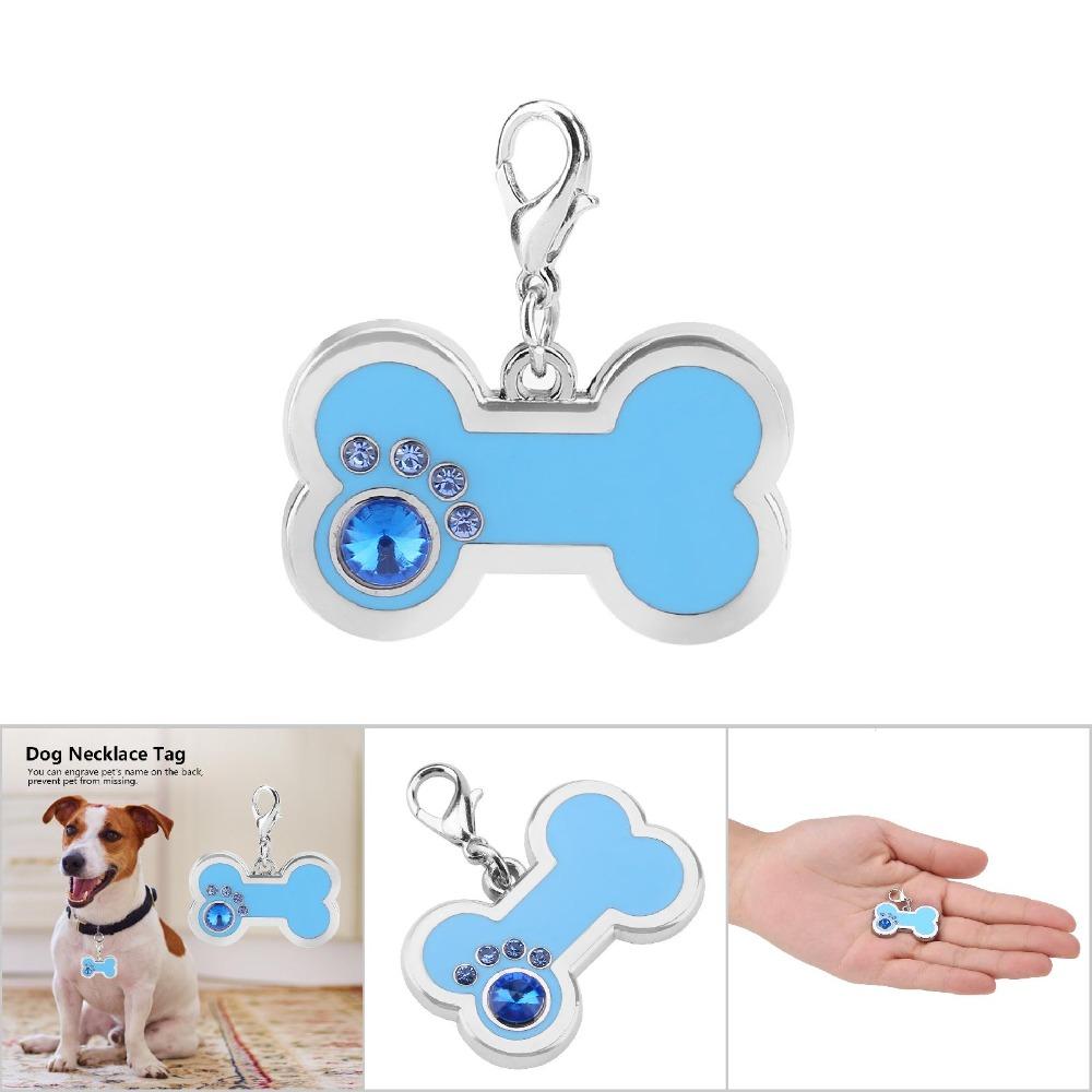 Paw Print Pattern Dog Name Tag Bone Shape Pet Hanging Pendant Pet ID Tag Pet Ornament Decoration