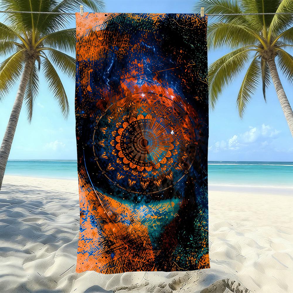 Seaside Microfiber Beach Towel, Water-Absorbing Quick-Drying Double-Sided Velvet Printed Bath Towel