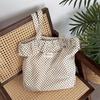 1 Polka Dot Lace Canvas Bag Women's Shoulder Large Capacity Tote Bag Student Class Commuter Bag