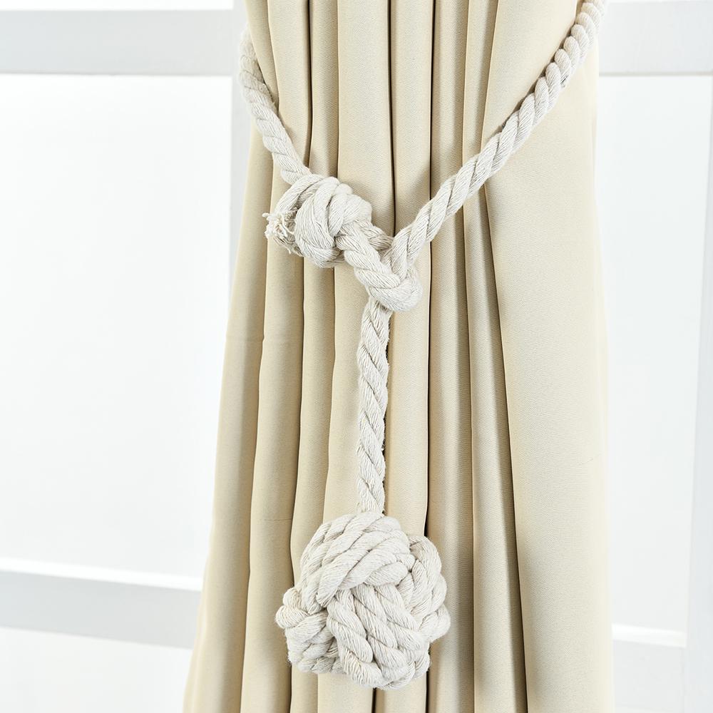 1Pair Curtain Tiebacks Rope Round Finial Drapery Tie Bakes Holdbacks