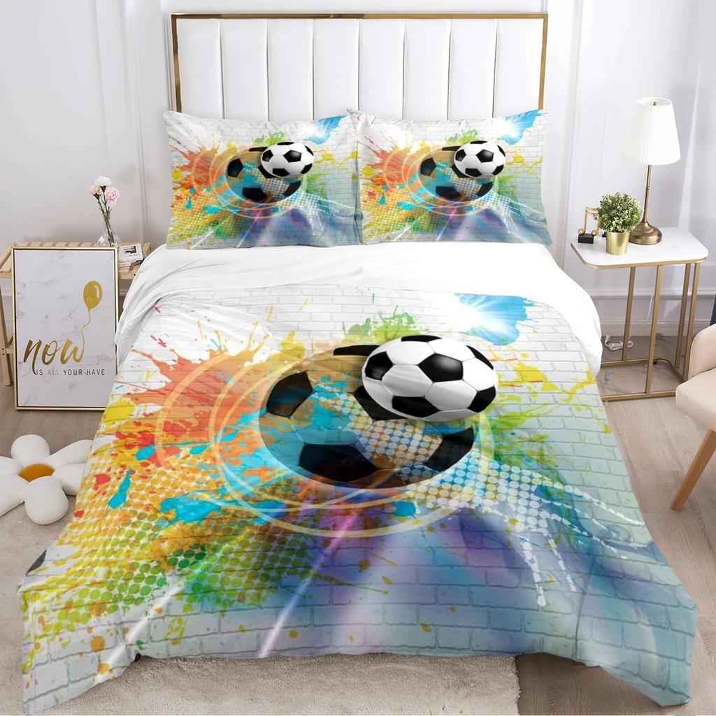 Мягкий комплект постельного белья с пододеяльником Футбол Мягкий теплый одеяло Комплекты постельного белья плюс наволочки для Teens, Односпальный/Двуспальный/Квин/Кинг Удобный пододеяльник Наволочка