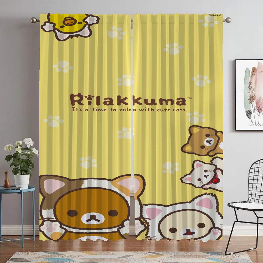 Элегантные шторы для комнаты 2 штуки Rilakkumas Перегородка Затемняющая штора для комнаты 2 панельные шторы Тюль для спальни гостиной кухни