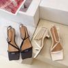 Модные Босоножки на высоком каблуке Женские на толстом каблуке 2024 Лето Фея Стиль Корейская версия Ремешок с пряжкой на одно слово Открытый носок Квадратный носок Босоножки