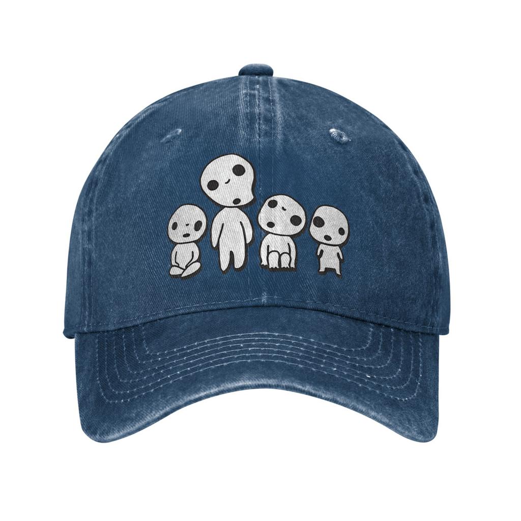 Unisex KodamaS Aniem Movie M-Mononokeed Print Hats Casual Distressed Washed Baseball Cap Adjustable