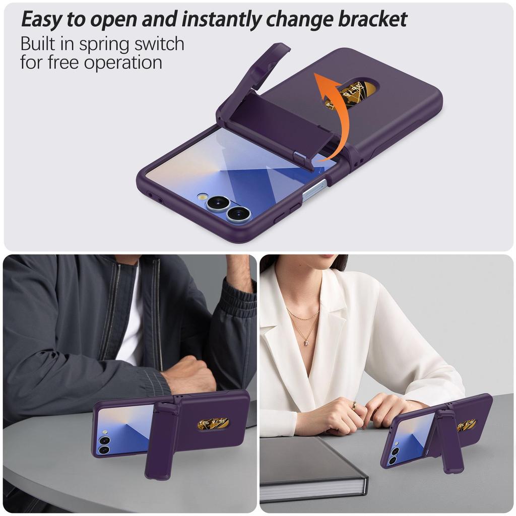 Чехол для Samsung Z Flip7 с отделением для карт, защитой шарнира, защитой от падений и подставкой
