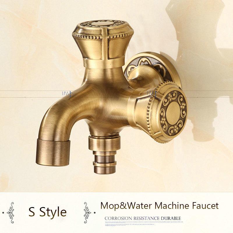 Антикварный латунный кран с резным драконом, кран для садового крана, кран для стиральной машины, уличный кран, одинарный холодный кран 1016