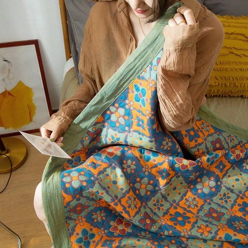 Хлопковое вязаное одеяло класса А для мамы и ребенка, тройное пряжа, многофункциональное покрывало, одеяло для кровати, мягкое одеяло с кондиционером