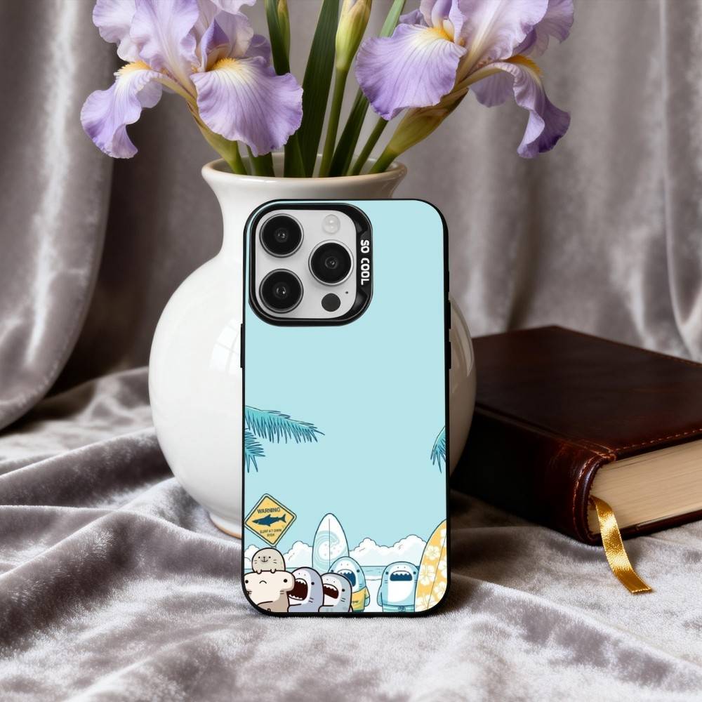 C-Cartoon S-Shark-K Phone Case For iPhone17,16,15,14,13,12,11 Plus,Pro Max Black Candy silver phone case
