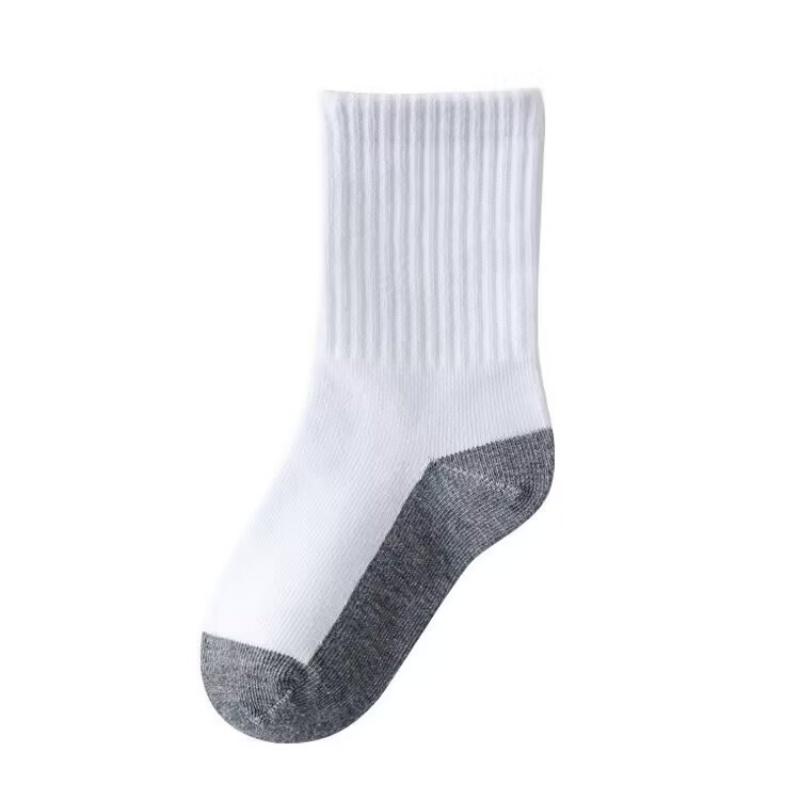 5pairls 3-12Yrs Kids Plain Socks for Boy Girl Sport Socks Children White Grey Black Sock
