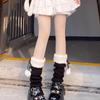 1pair Warm Mid-Calf Length Socks Solid Color Heap Sock Boot Cuffs Retro Winter Foot Cover  Girl