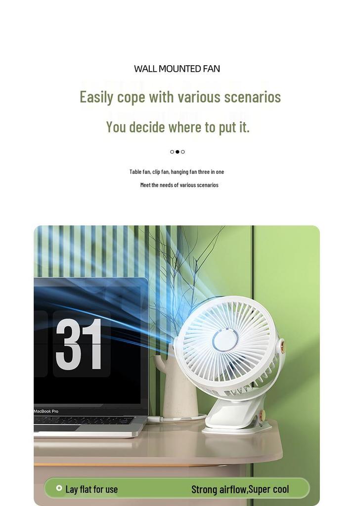 USB Rechargeable Multi-Functional Folding Fan for Dorms and Offices - Quiet and Strong Wind 2026.