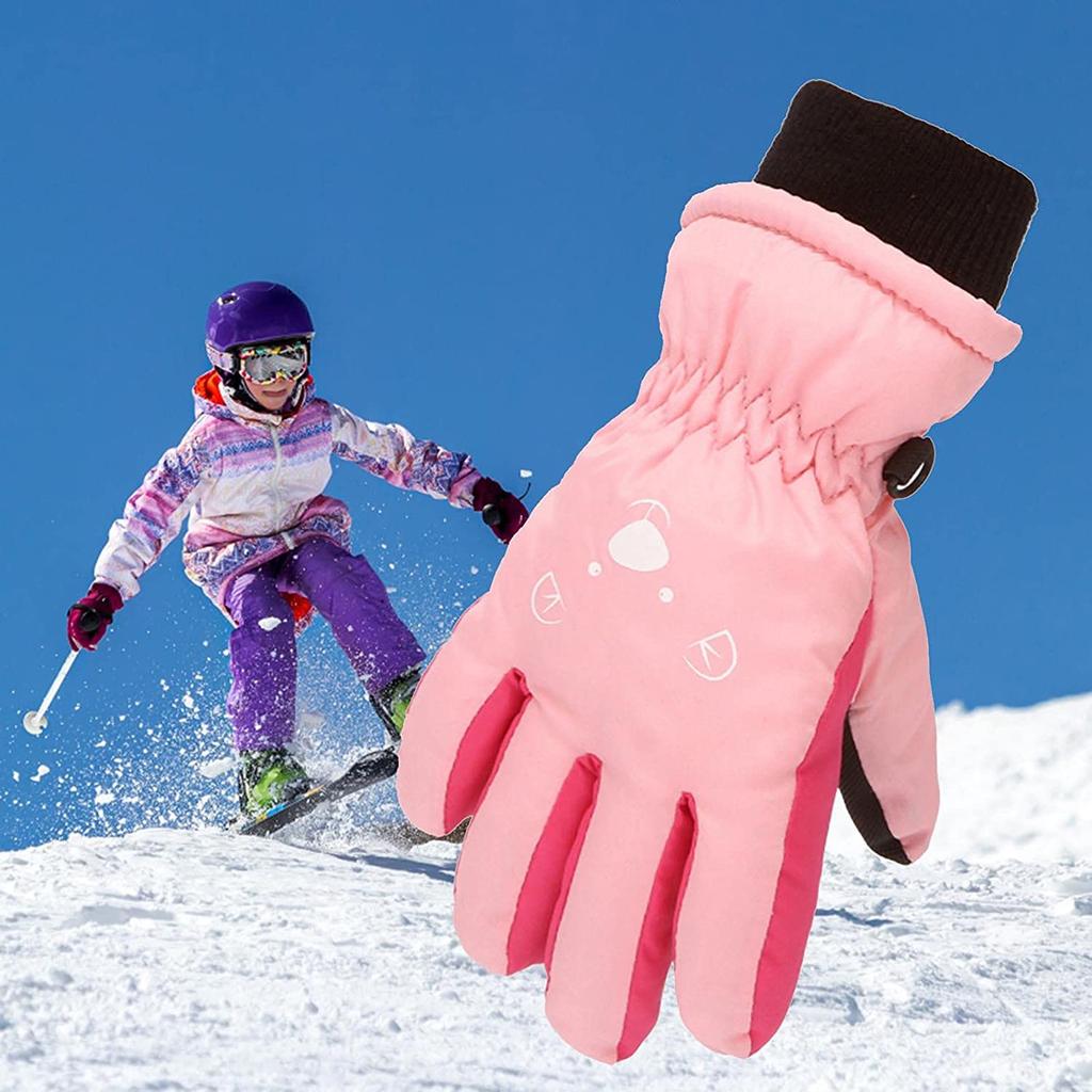 Children'S Ski Gloves Children'S Solid Color Printed Cold And Wind Proof Warm And Cold Proof Gloves