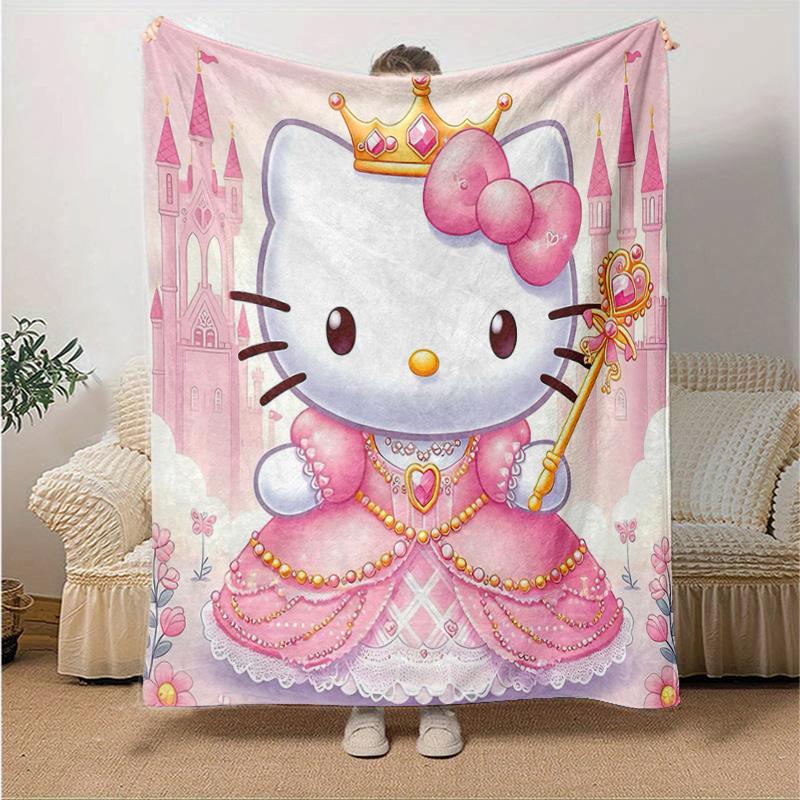 1 шт. Плед Hello Kitty в виде принцессы, Сезонный декоративный плед для дома, Мягкое теплое постельное белье, Идея подарка для семьи и друзей, Гостиная, Путешествия