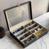 High-Grade Leather Glasses Box with Large Capacity - Multi-Grid Display and Dustproof Storage for Sunglasses and Myopia Glasses.