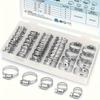 34 PCS Stainless Steel Hose Clamp Set, Worm Gear Adjustable Range 1/4" - 1-1/8" (6-29mm), Durable Metal Clamps for Industrial Applications
