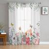 Tropical Plants Flowers Butterfly Sheer Curtains For Living Room Bedroom Tulle Curtain For Kitchen Voile Curtain Blind Panels