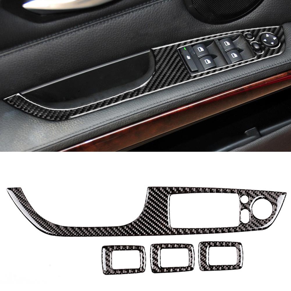 4 шт. кнопка подъема панели стеклоподъемника автомобиля рамка крышка отделка декоративные наклейки аксессуары для интерьера для BMW E90 3 серии 2005-12