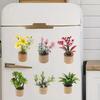 Искусственные растения в горшках, магнит на холодильник, домашний офис, кухонный шкафчик, холодильник, 3D, миниатюрный пробковый горшок, искусственный цветок, магнитное украшение, орнамент
