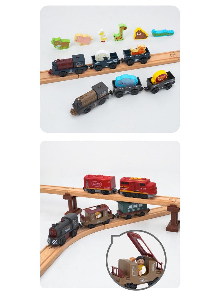 Electric Ride-On Train Set for Kids - Compatible with Thomas Brio Mi Rabbit Wooden Tracks