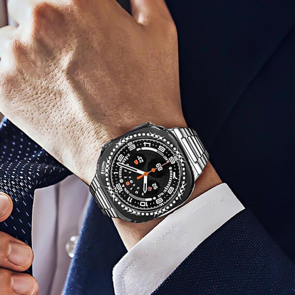 Блестящий чехол для Samsung Galaxy Watch 8 Алмазный бампер с полым защитным чехлом из поликарбоната для Samsung Galaxy Watch 8 40 мм 44 мм