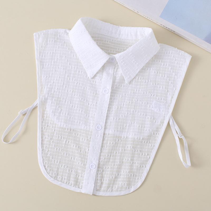 Fake Collar Women'S Pointed Neck Jacquard Round Neck Fungus Edge Lady'S Collar Shirt Stand-Up Collar Cotton White B507