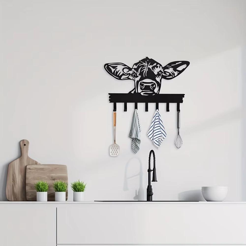Декоративная вешалка на дверь в форме коровы - вешалка на 7 крючков для одежды, шляпы, полотенца и ключей, декор для дома и стен