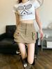 Юбка-трапеция из денима цвета хаки с высокой талией для женщин - американский ретро-стиль, не скрывающий бедра дизайн для модных девушек